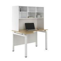 Uclic Engage Corner Desk with Overshelving White