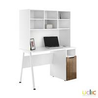 Uclic Aspire Desk with CPU Cupboard and Overshelving Reflections Dark Olive