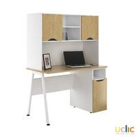 Uclic Aspire Desk with CPU Cupboard and Upper Storage Sylvan Oak