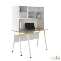 uclic aspire corner desk with overshelving sylvan oak