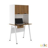Uclic Aspire Desk with Upper Storage and Drawer 800mm Sylvan Walnut