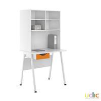 Uclic Aspire Desk with Overshelving and Drawer 800mm Kaleidoscope Orange