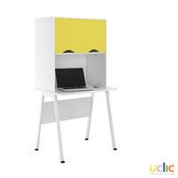 uclic aspire desk with upper storage 800mm kaleidoscope yellow