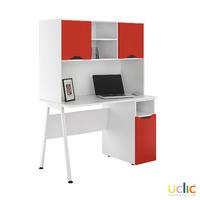 Uclic Aspire Desk with CPU Cupboard and Upper Storage Kaleidoscope Red