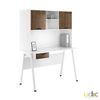 Uclic Aspire Desk with Upper Storage and Drawer 1200mm Reflections Dark Olive
