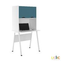 uclic aspire desk with upper storage 800mm kaleidoscope blue