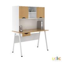 uclic aspire desk with upper storage and drawer 1200mm sylvan beech