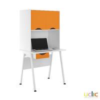 Uclic Aspire Desk with Upper Storage and Drawer 800mm Kaleidoscope Orange