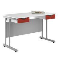 Uclic Create Desk with 2 Drawers Reflections White