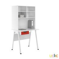 Uclic Aspire Desk with Overshelving and Drawer 800mm Kaleidoscope Red