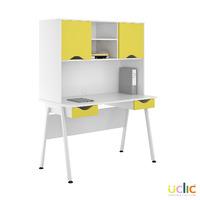 Uclic Aspire Desk with Upper Storage and 2 Drawers Kaleidoscope Yellow
