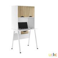 Uclic Aspire Desk with Upper Storage and Drawer 800mm Reflections Light Olive