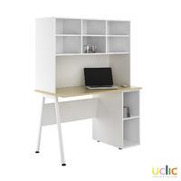 Uclic Aspire Desk with CPU holder and Overshelving Sylvan Maple