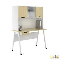 uclic aspire desk with upper storage and drawer 1200mm sylvan maple