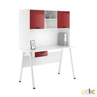 Uclic Aspire Desk with Upper Storage and Drawer 1200mm Reflections Burgundy