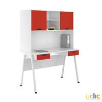 uclic aspire desk with upper storage and 2 drawers kaleidoscope red