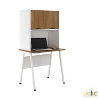 uclic aspire desk with upper storage 800mm sylvan walnut