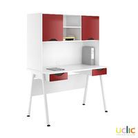 Uclic Aspire Desk with Upper Storage and 2 Drawers Reflections Burgundy