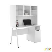 Uclic Aspire Desk with CPU Cupboard and Overshelving Kaleidoscope White