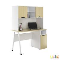 Uclic Aspire Desk with CPU Cupboard and Upper Storage Sylvan Maple