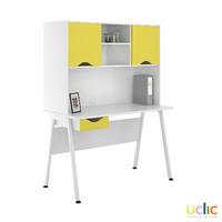 uclic aspire desk with upper storage and drawer 1200mm kaleidoscope ye ...