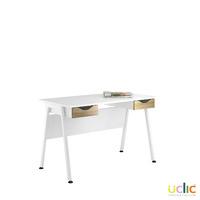 uclic aspire desk with 2 drawers reflections light olive