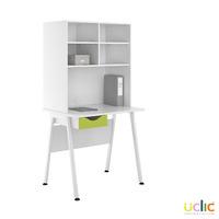 Uclic Aspire Desk with Overshelving and Drawer 800mm Kaleidoscope Green