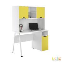 Uclic Aspire Desk with CPU Cupboard and Upper Storage Kaleidoscope Yellow