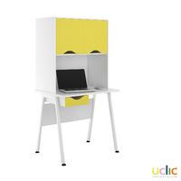 Uclic Aspire Desk with Upper Storage and Drawer 800mm Kaleidoscope Yellow