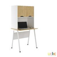 uclic aspire desk with upper storage 800mm sylvan oak