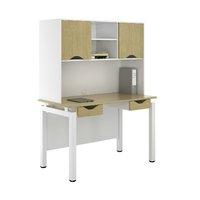 uclic engage desk with upper storage and 2 drawers sylvan walnut