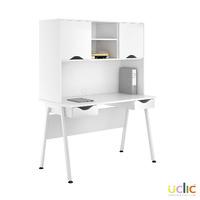 Uclic Aspire Desk with Upper Storage and 2 Drawers Reflections White