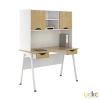 Uclic Aspire Desk with Upper Storage and 2 Drawers Sylvan Oak