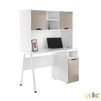 Uclic Aspire Desk with CPU Cupboard and Upper Storage Reflections Stone Grey