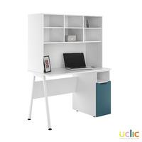 Uclic Aspire Desk with CPU Cupboard and Overshelving Kaleidoscope Blue