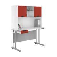 Uclic Create Desk with Upper Storage and 2 Drawers Reflections White
