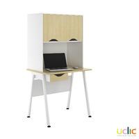 uclic aspire desk with upper storage and drawer 800mm sylvan oak