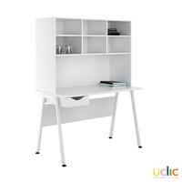 Uclic Aspire Desk with Overshelving and Drawer 1200mm Kaleidoscope White