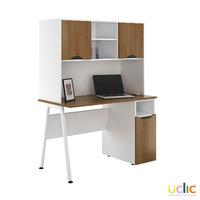 Uclic Aspire Desk with CPU Cupboard and Upper Storage Sylvan Walnut