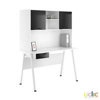 Uclic Aspire Desk with Upper Storage and Drawer 1200mm Reflections Black