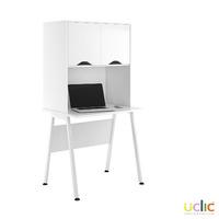 Uclic Aspire Desk with Upper Storage 800mm Reflections White