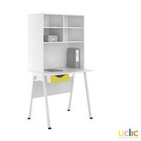 Uclic Aspire Desk with Overshelving and Drawer 800mm Kaleidoscope Yellow