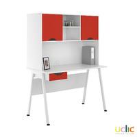 Uclic Aspire Desk with Upper Storage and Drawer 1200mm Kaleidoscope Red