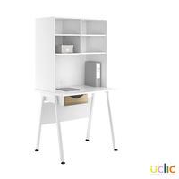 uclic aspire desk with overshelving and drawer 800mm reflections light ...