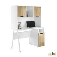 Uclic Aspire Desk with CPU Cupboard and Upper Storage Reflections Light Olive