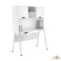 Uclic Aspire Desk with Upper Storage and Drawer 1200mm Reflections White