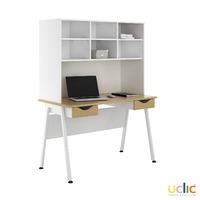 Uclic Aspire Desk with Overshelving and 2 Drawers Sylvan Oak