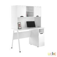 Uclic Aspire Desk with CPU Cupboard and Upper Storage Reflections White