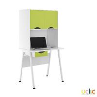 Uclic Aspire Desk with Upper Storage and Drawer 800mm Kaleidoscope Green