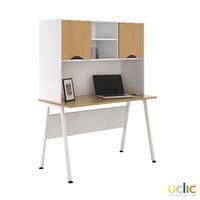 uclic aspire desk with upper storage 1200mm sylvan beech